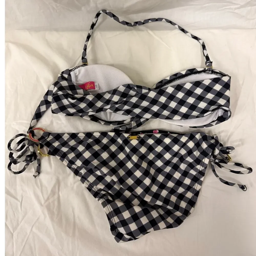 Sofia Cottagecore Gingham Floral Cherry Fairy 2pcs Bikinis Set Swim Beach Summer